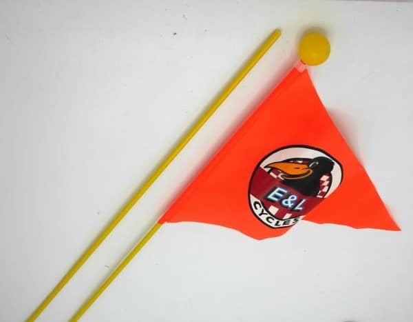 Van der Doelen Oranje cykelflagga med tryck 140 cm lång