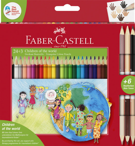 Faber Castell Faber Castell FC-201745 Farveblyanter Trekantede børn af verden i etui á 24+3 stk.