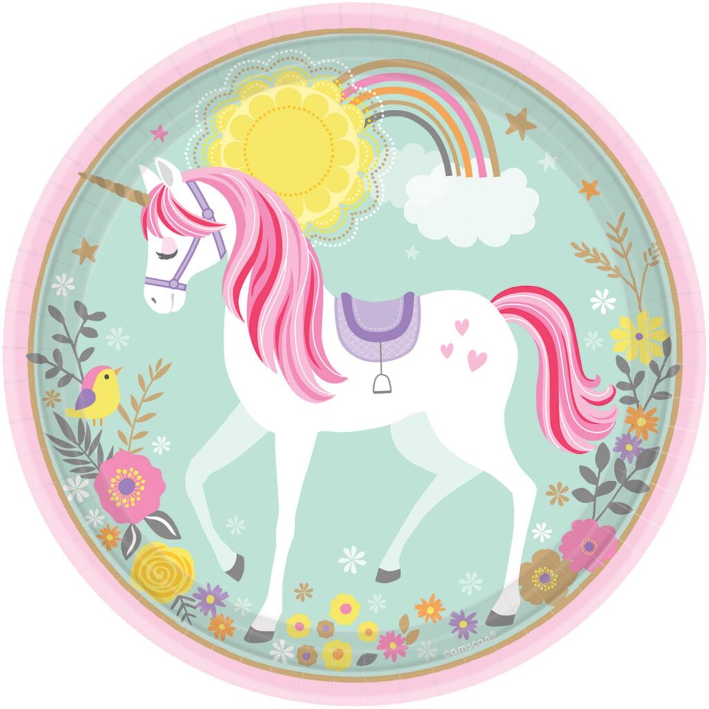 Basic unicorn plates 23 cm 8 pieces
