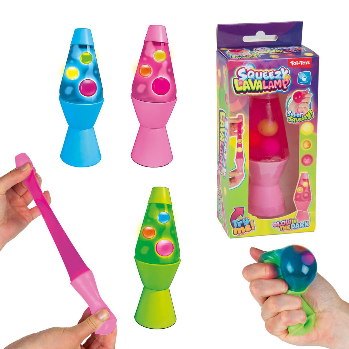 Toi-toys knijplavalamp glow in the dark 12cm