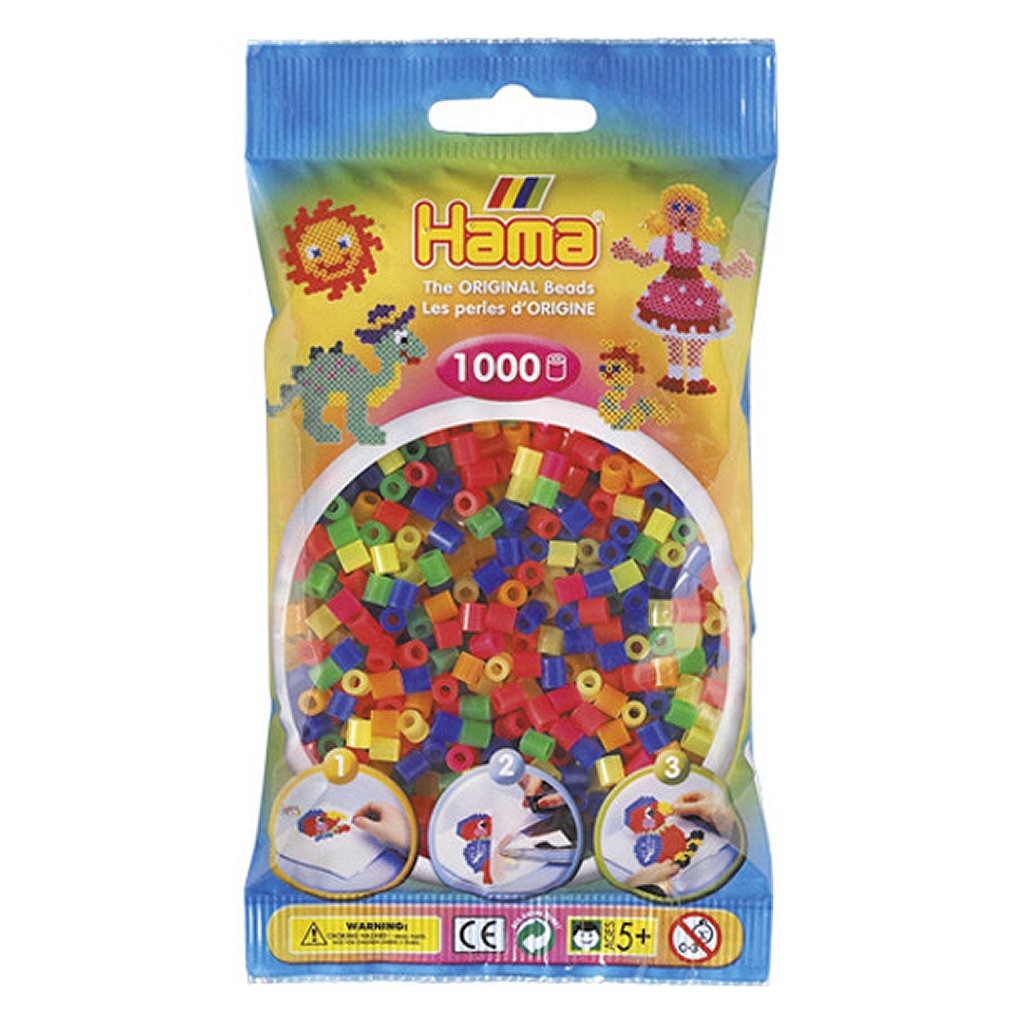 Hama Iron Beads Colors Neon Mix 1000 Piezas