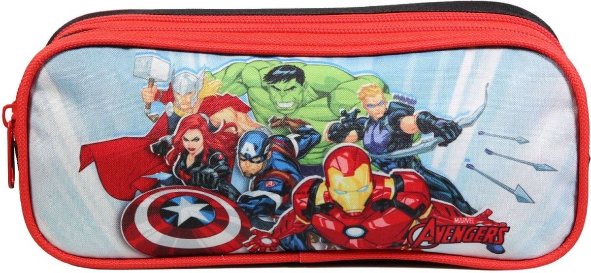 Jim Jam Pencil Case Avengers Pencil Case 2 Compartments with 2 Zipper