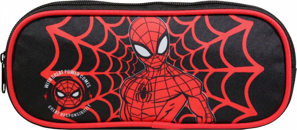 Jim Jam Pencil Case Spiderman Pencil Case 2 Compartments with 2 Zipper
