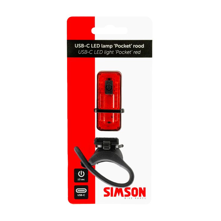 Simson USB-C LED svetilka 'žepna' rdeča