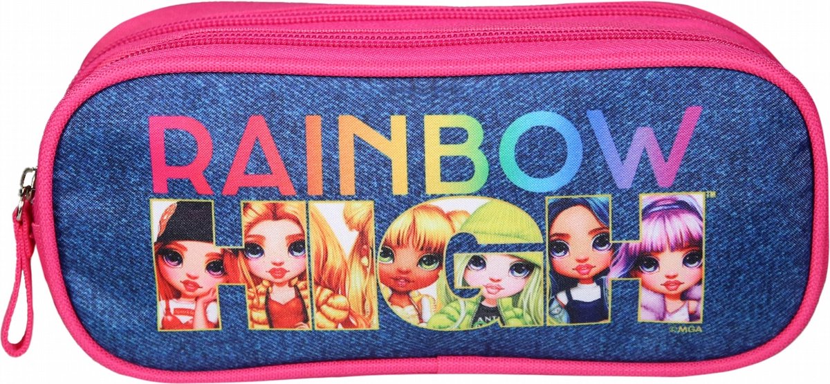 Jim Jam rainbow pencil case 23x7x10 cm 2 compartments with zipper