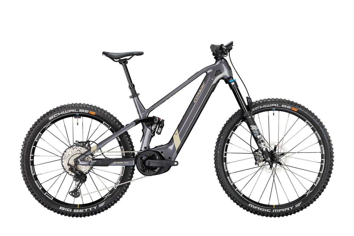 Conway elektrische mtb full-suspension xyron s 8.9 mx carbon mod. 24 ebike conw.xyron s 8.9 29 40 full sus. grey des.