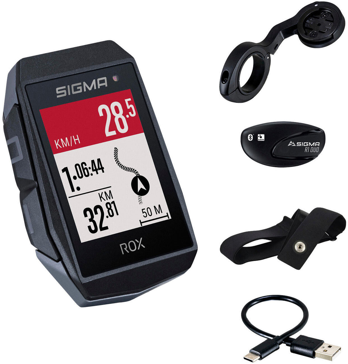 Sigma ROX 11.1 EVO GPS HR Set set SW Butler+Ant+Ble Borst+USB-C