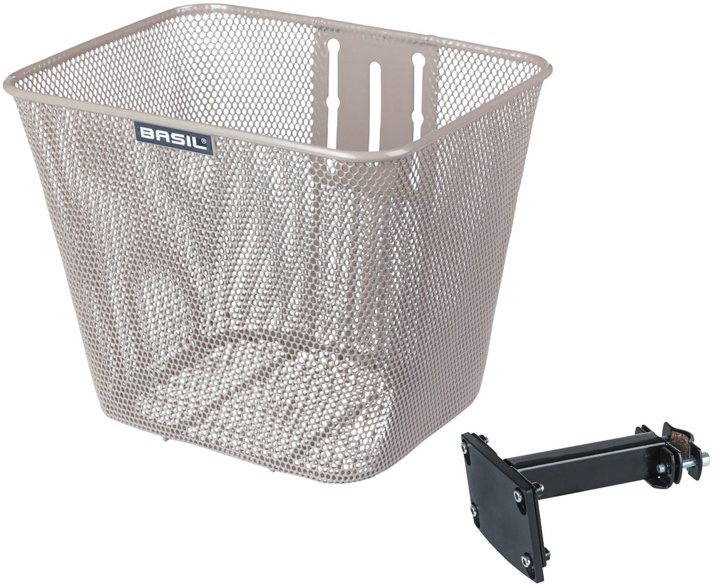 Cesta de bicicleta de albahaca Bilbao con montaje fijo 26 x 22 x 27 cm - Metálico desnudo