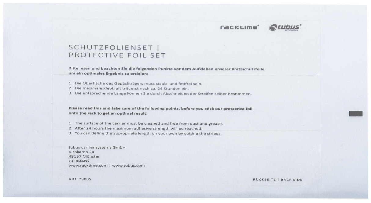 Tubus bescherming folie set prot.foil set á 3 stickers transparent