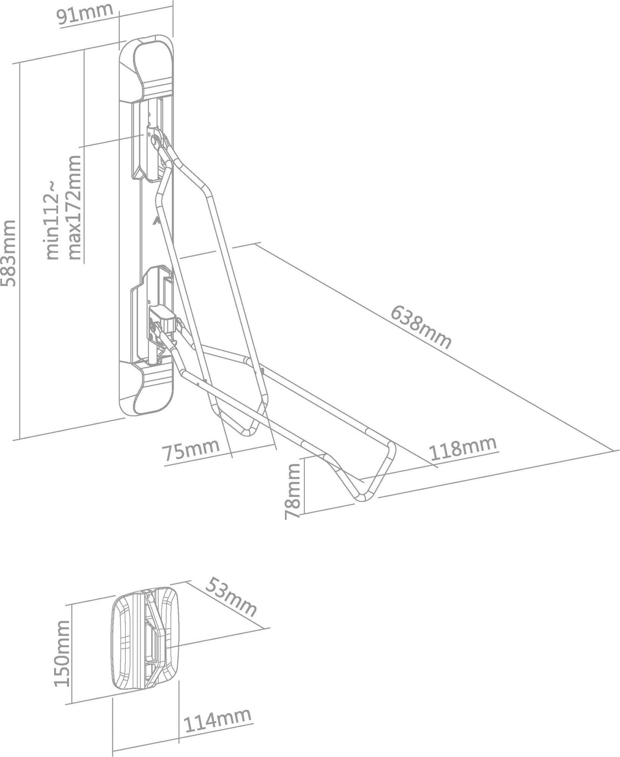 Contec smart fold presentation hooks for bicycles ct wall presenter smart fold m black