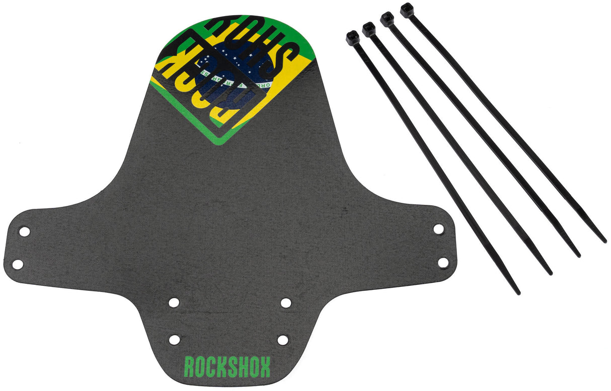 Rockshox mud flap, front wheel fender clip-on fender rs black brazil flag