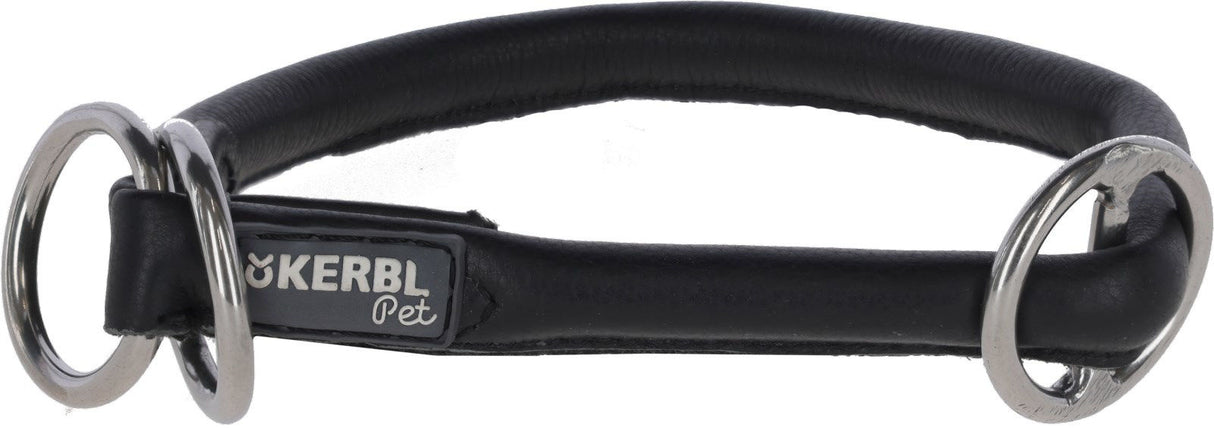 Rundlederen halsband roma met stopper 55 cm 8 mm zwart