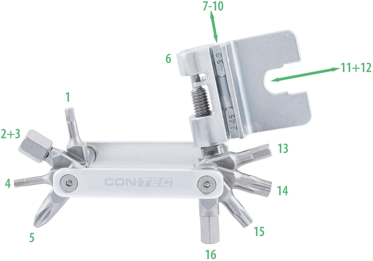 Contec multi-function tool tfr - striker 16 ct multi-tool tfr-striker 16 functions silver
