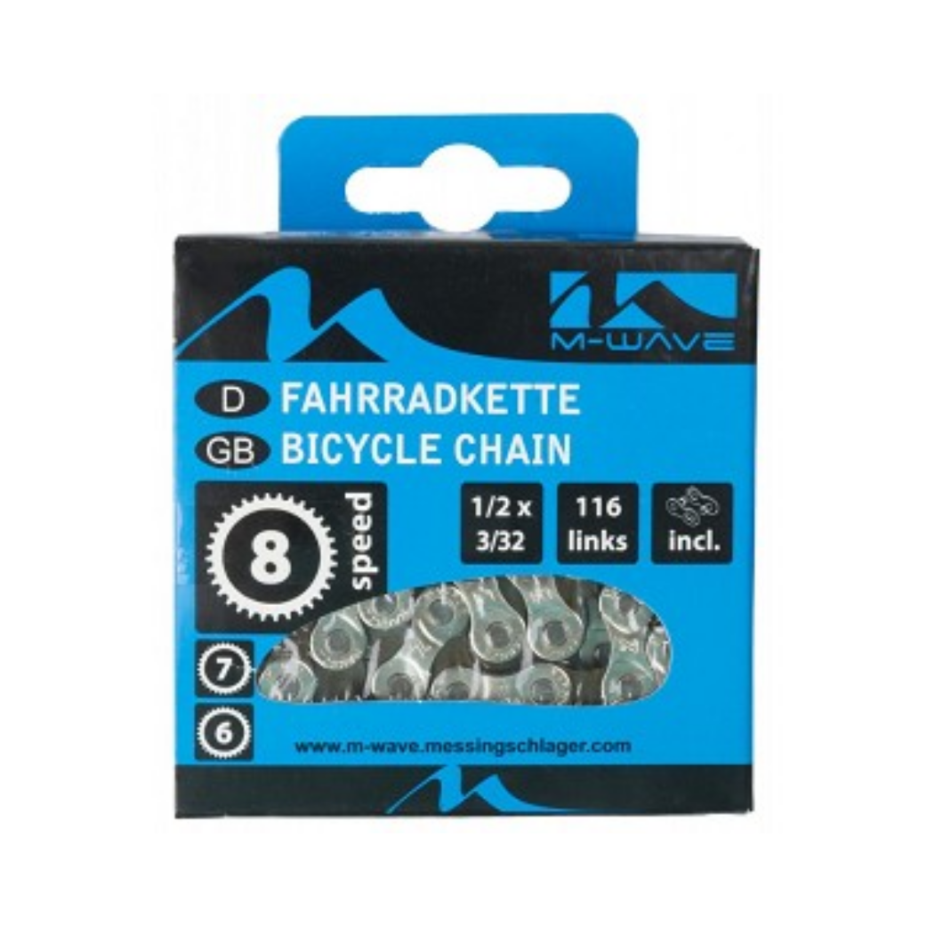 Colar M-Wave 1 2 x 3 32 polegadas 116 Schakels 6 7 8s Silver
