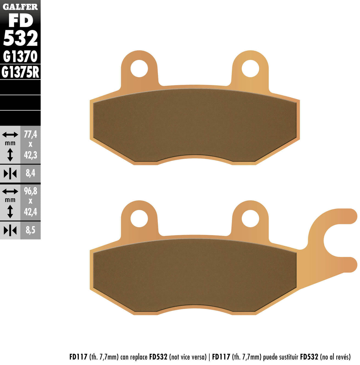 Galfer remblokken fd532 brake pad fd532 g1370 sint.metal street