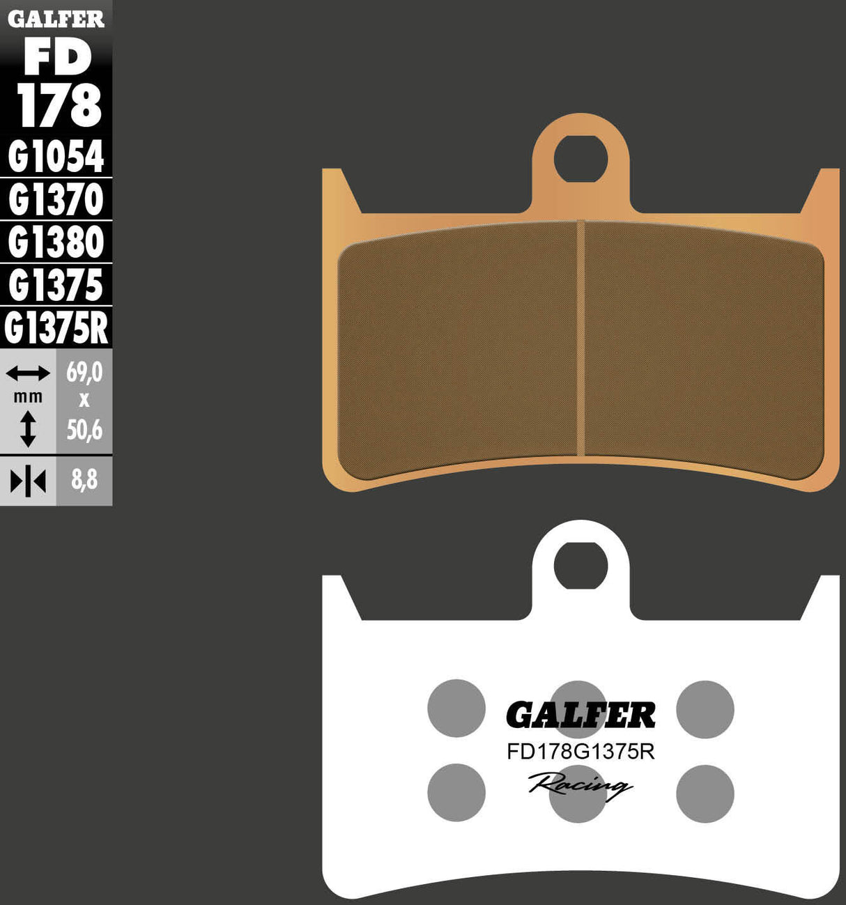 Galfer Bremsbeläge fd178 Bremsbelag fd178 g1375r Sintermetall