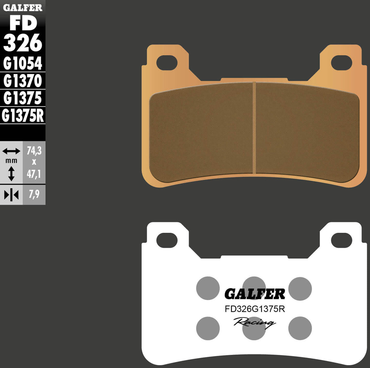 Galfer remblokken fd326 brake pad fd326 g1375r sint.metal racing