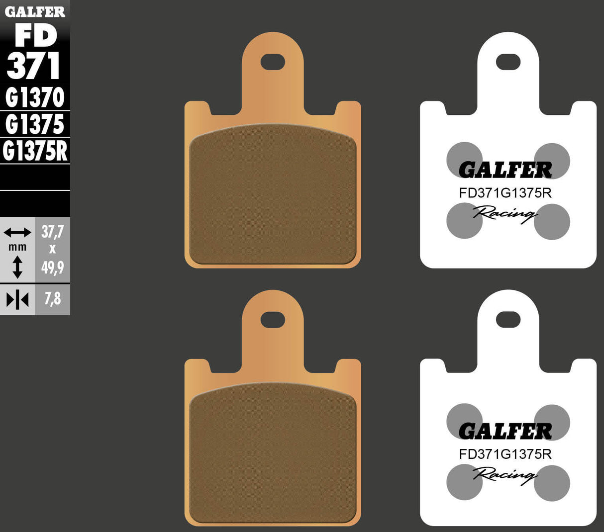Galfer brake pads fd371 brake pad fd371 g1375r sint.metal racing