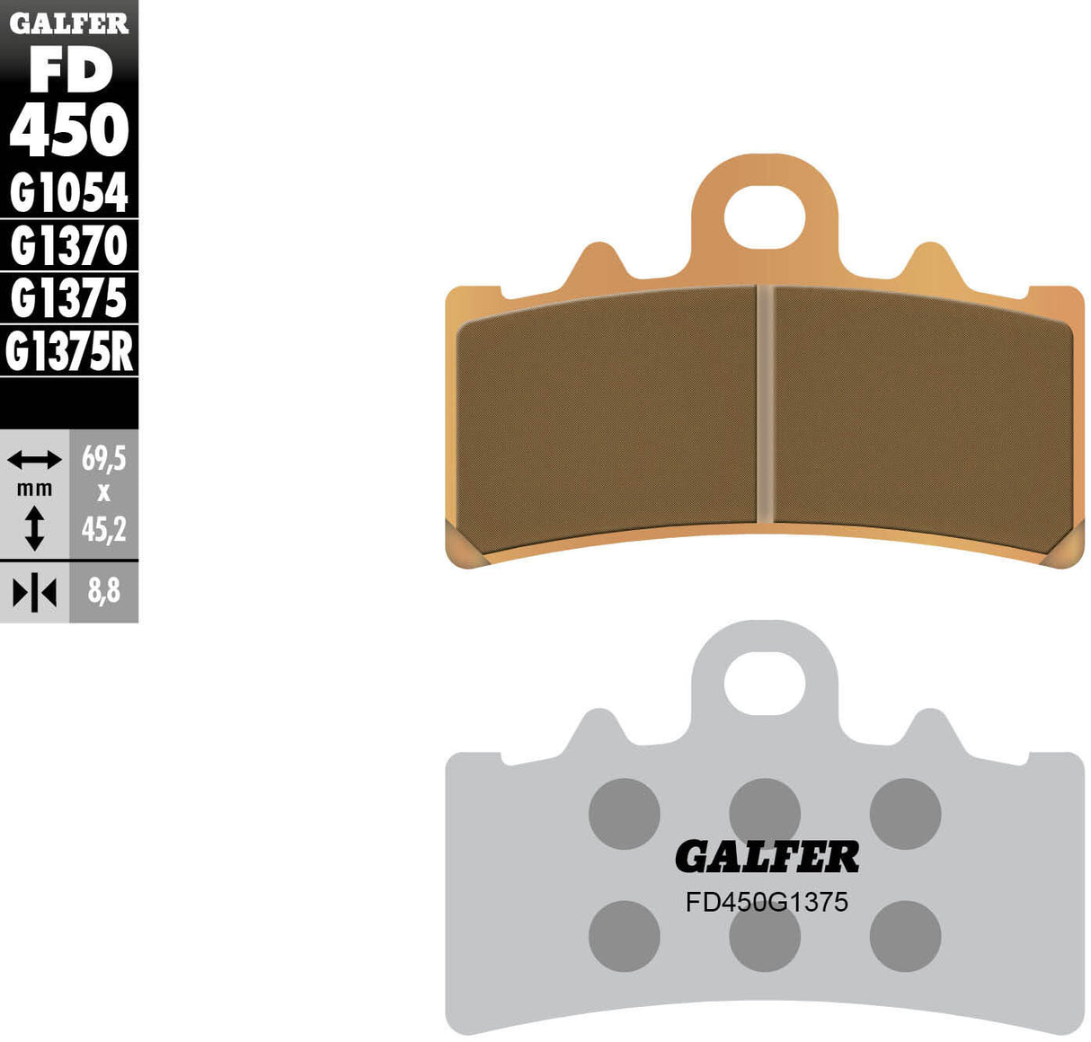 Galfer remblokken fd450 brake pad fd450 g1375 sint.metal str. sp.