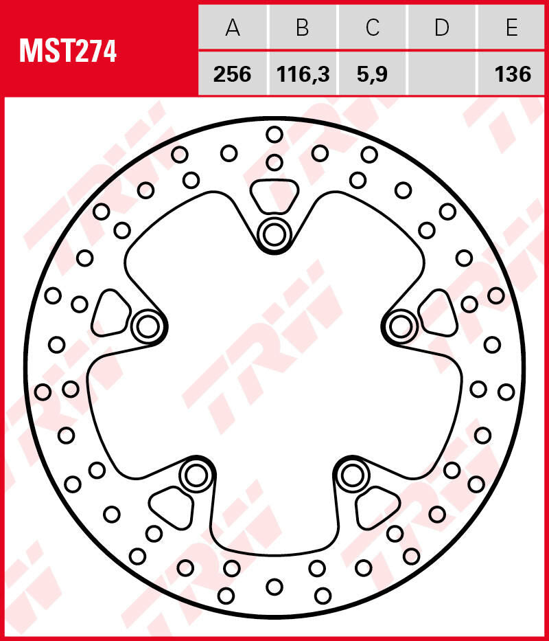 Trw brake disc mst274 rotor mst274 rigid