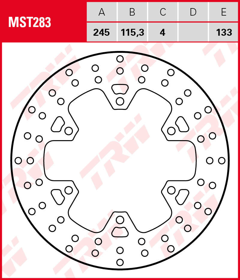 Trw brake disc mst283 rotor mst283 rigid
