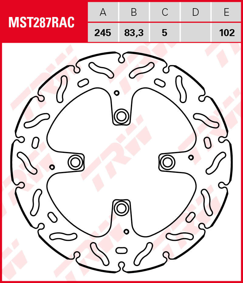 Trw brake disc mst287rac . rotor mst287rac rigid