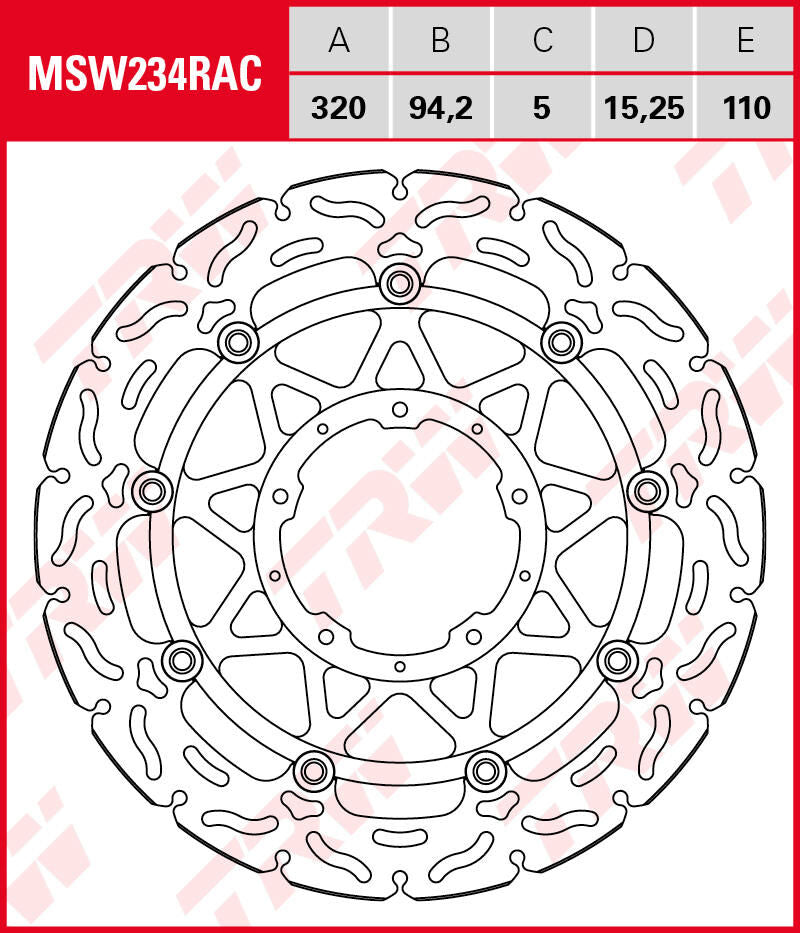 Trw remschijf msw234rac van rotor msw234rac floating