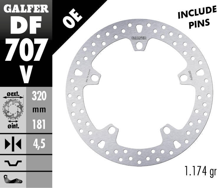 Galfer brake disc df707 rotor galfet df707 type v rigid