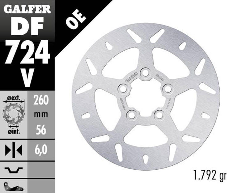 Galfer brake disc df724 rotor df724 type v rigid
