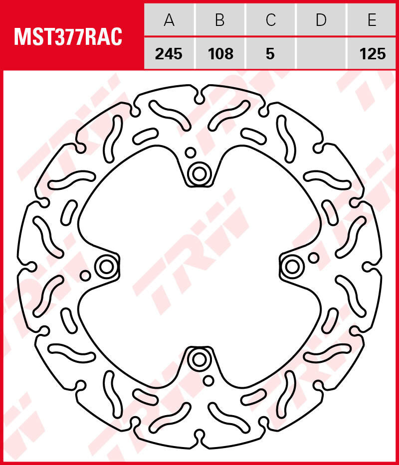 Trw brake disc mst377rac . rotor mst377rac rigid