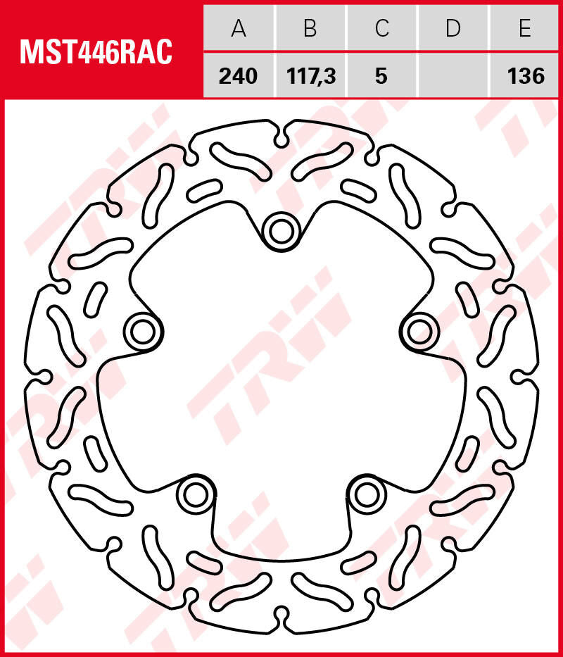 Trw remschijf mst446rac . rotor mst446rac rigid