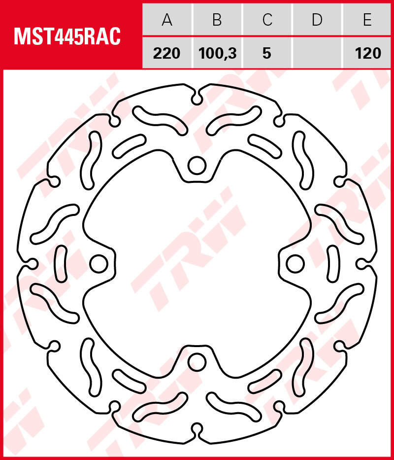 Trw remschijf mst445rac . rotor mst445rac rigid