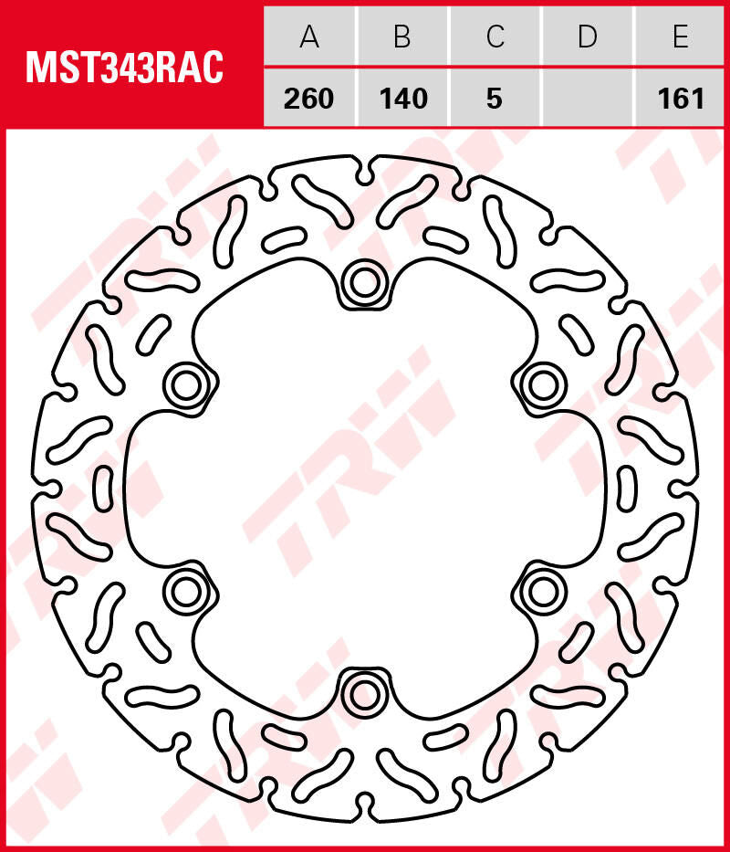 Trw remschijf mst343rac . rotor mst343rac rigid