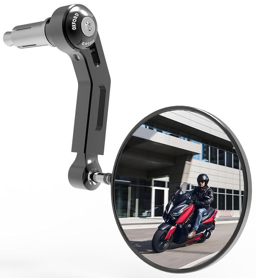 Oxford spiegel stuureinde premium aluminium handlebar mirror aluminum black left