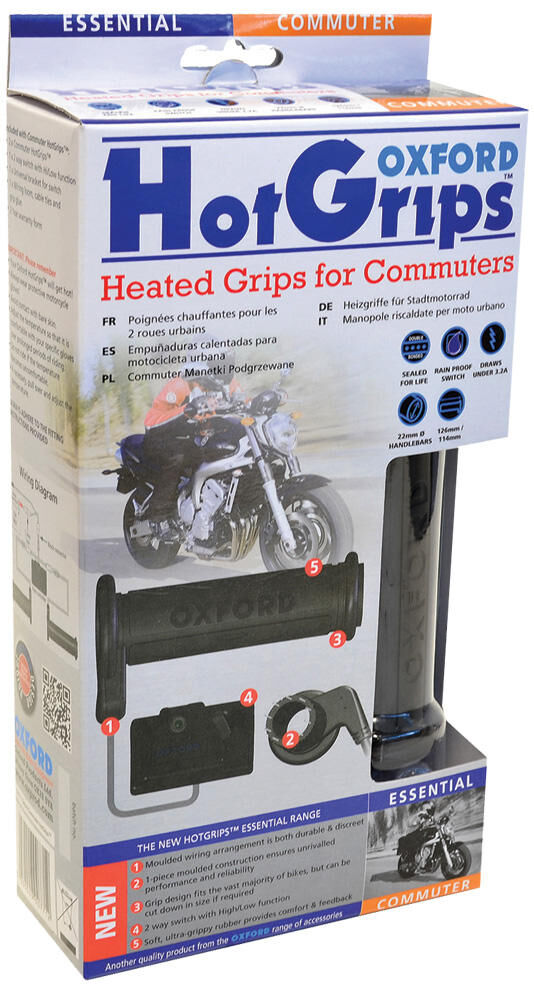 Oxford handvatverwarming hotgrips®essential . heated grips commu 22+25mm open 2-stage