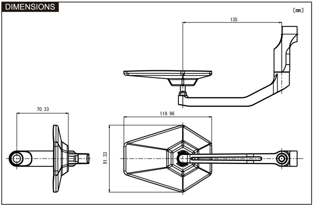 Daytona mirror d-mirror-4 mirrors hexagon aluminum std sw e-mark