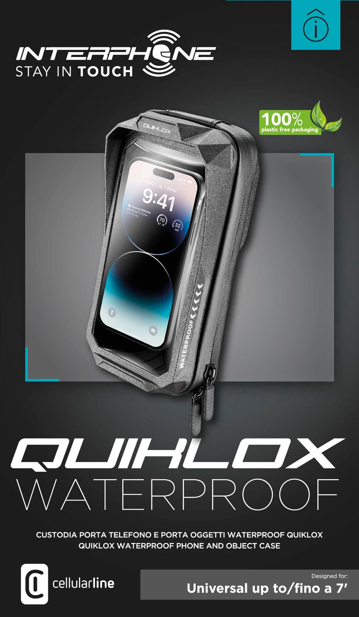 Interphone gsm-houder quiklox . handycase q-lox universal 7 inch