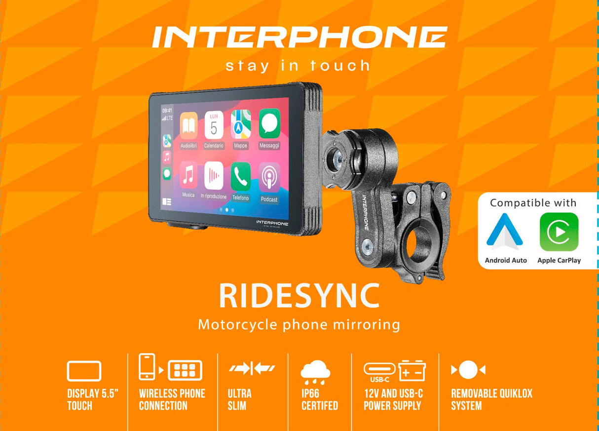 Interphone infotainment system ridesync . ridesync car play, android auto