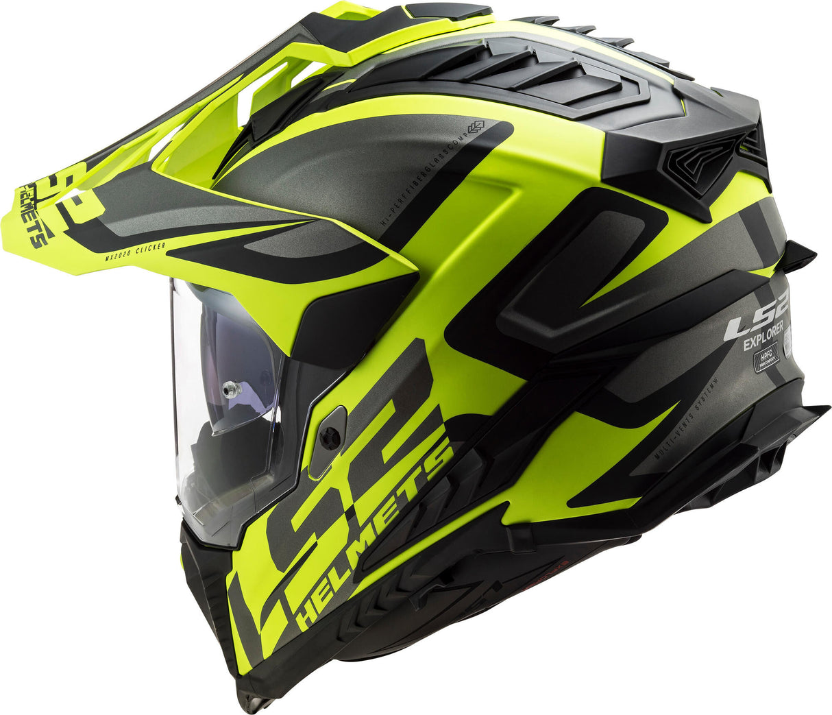 Ls2 enduro helmet mx701 explorer alter, removable and washable, rescue cheek pads, micrometric closure, removable helmet top, preparation for helmet communication, pinlock 70 maxvision™. helmet mx701 explorer alter xl bl. yel.matt