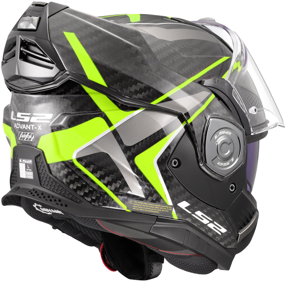 Ls2 flip up helmet ff901 advant x carbon future ii . helmet advant x carb.fut.ii xl bl yel