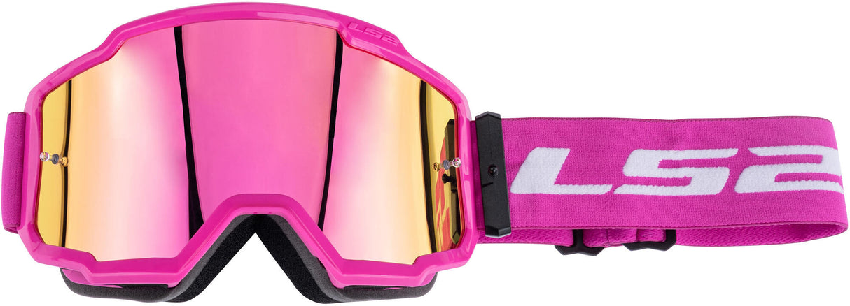 Ls2 Charger Motocross-Brille Crossglasses Charger Pink mit Iridium-Visier
