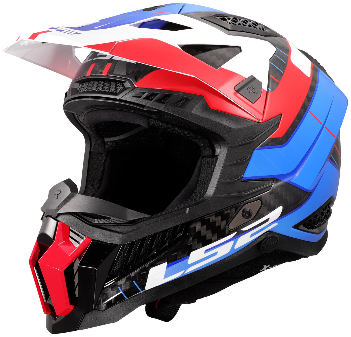 Ls2 motocross helmet MX703 x-force galuo, breathable and hypoallergenic. helmet x-force galuo white red blue size xl
