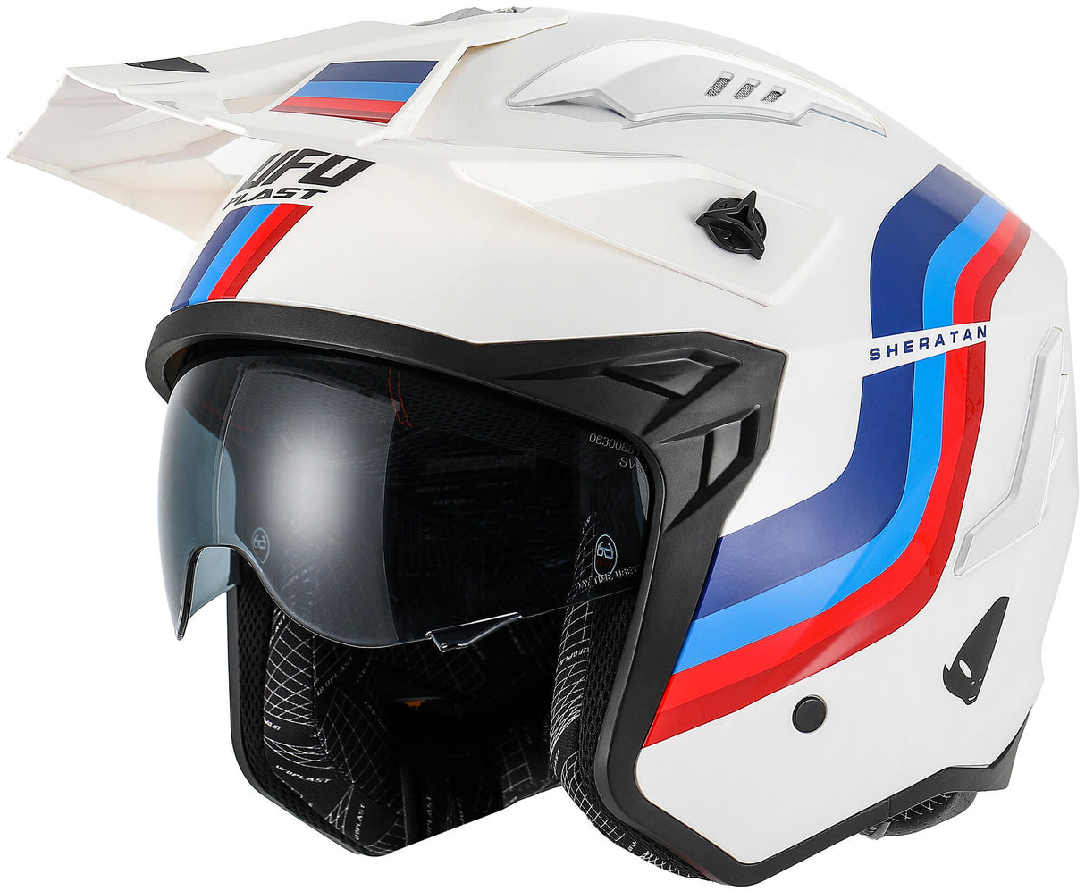 Ufo plast sheratan jet helmet helmet sheratan xs white red blue