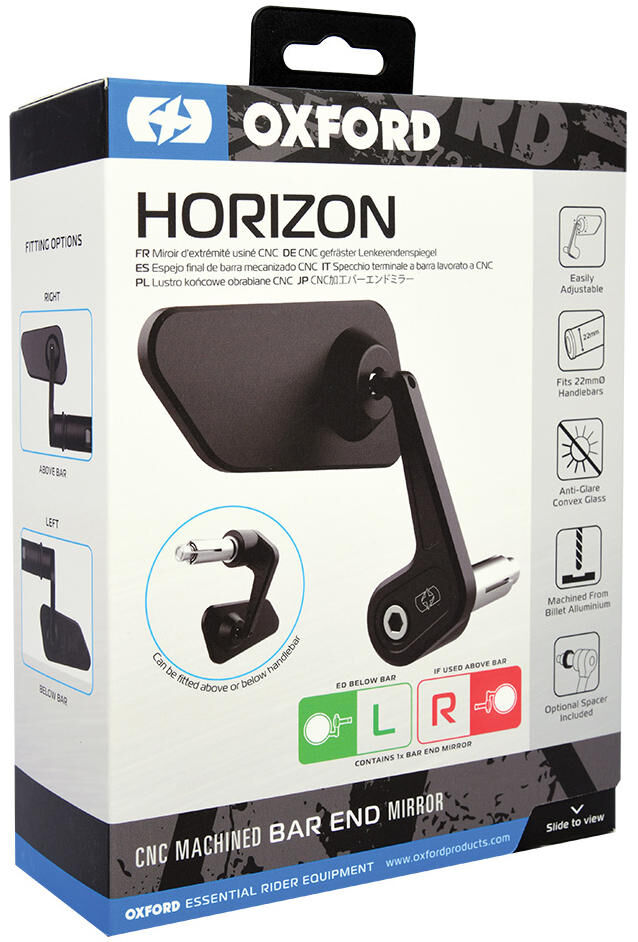 Oxford mirror handlebar end horizon handlebar mirror horizon left