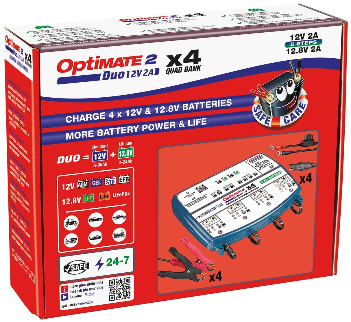 Tecmate acculader optimate 2 duo optimate 2 charger duo 4er bank