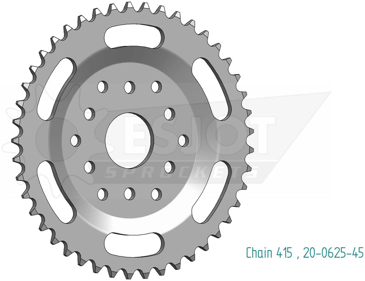 Esjot achtersandwiel 0625 chain wheel 415 45z steel silver