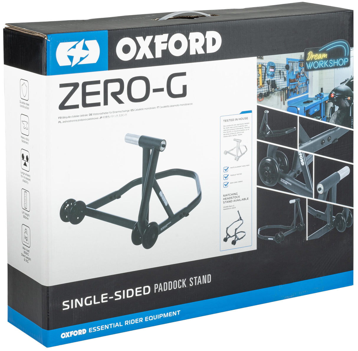 Oxford zero-g single-sided assembly stand. Assembly test. Zero black on one side.
