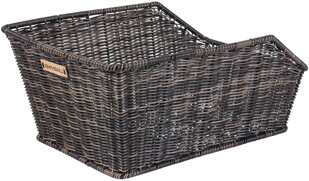 Basil Cento Rattan Look WSL - Canasta de bicicletas - En la parte posterior, incluido el sistema Basil WSL - Brown