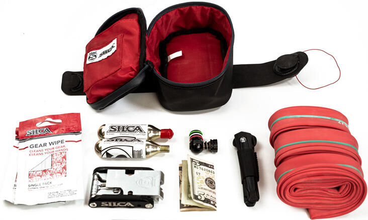 Silca saddle bag matte grande saddle bag matte grande black red