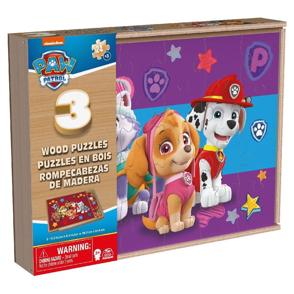Paw patrol 3v1 lesena sestavljanka v škatli 3x24 kosov